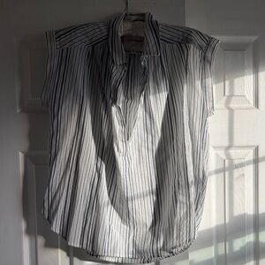 Lucky Brand Black and White Striped Button Down Shirt